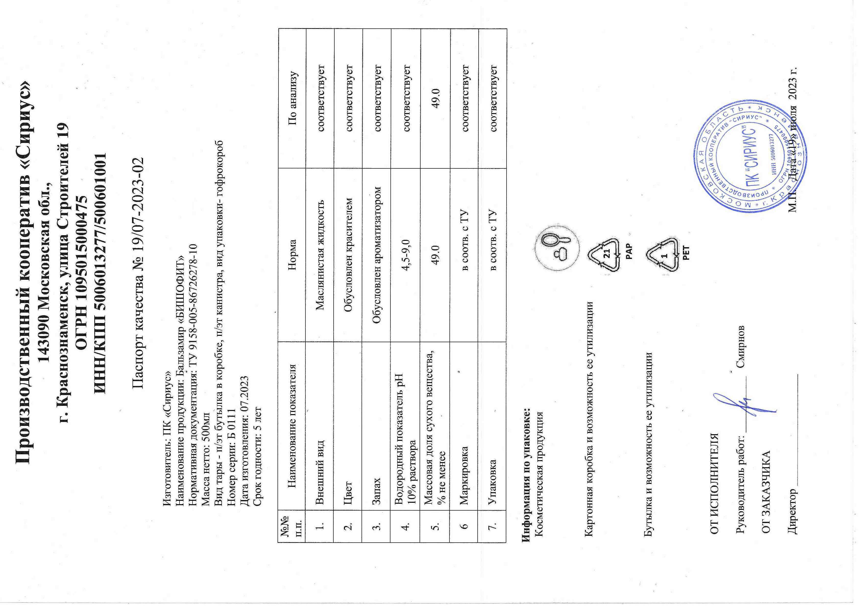 Паспорт №072023